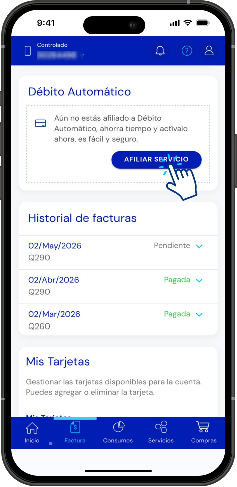 Paso 3 - Afiliarme a débito automático
