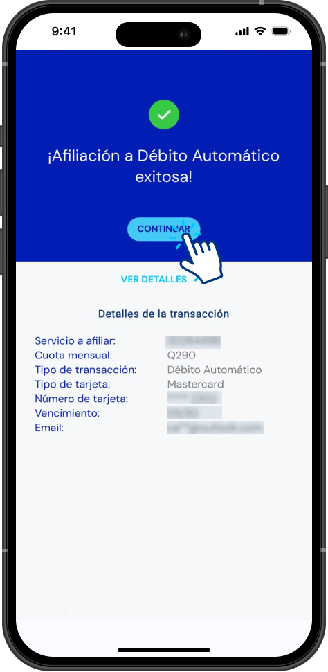 Paso 7 - Afiliarme a débito automático