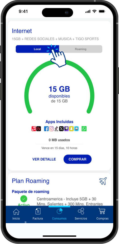 Consumos en Tigo en Línea 5