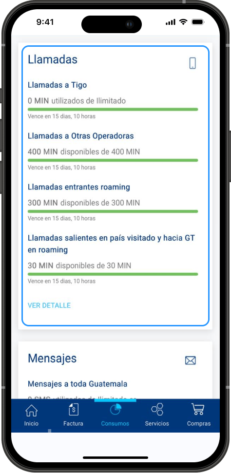 Consumos en Tigo en Línea 7
