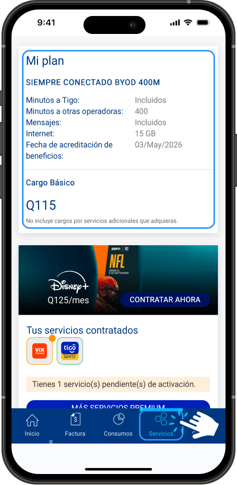 Consumos en Tigo en Línea 9