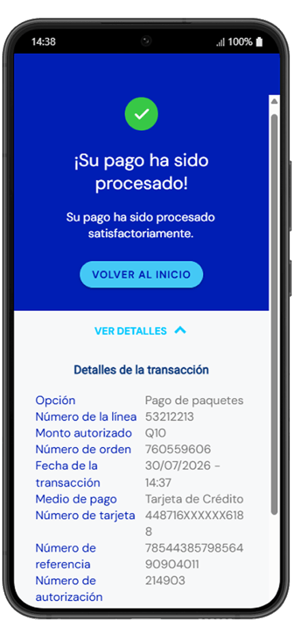 Paso 5 - Pantalla de compra exitosa