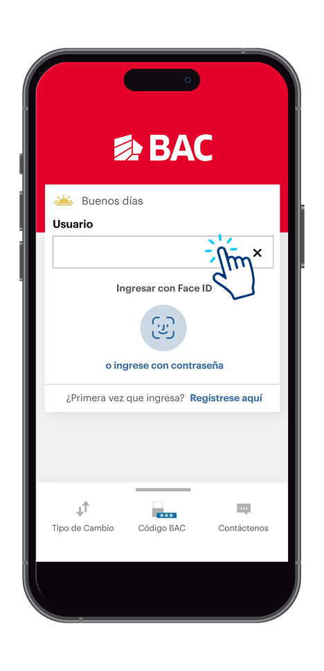 Paso 1 - Inicio de sesión en la app de BAC