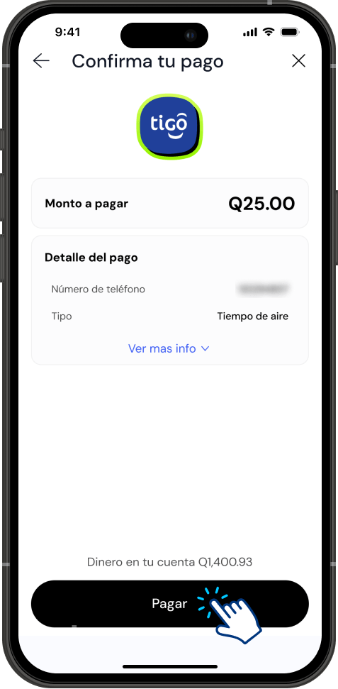 Paso 7 - Confirma tu pago con el detalle de la recarga de saldo