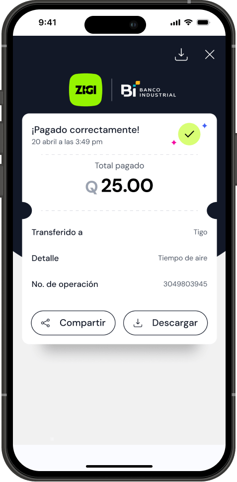 Paso 8 - Comprobante de pago con el total y el número de operación
