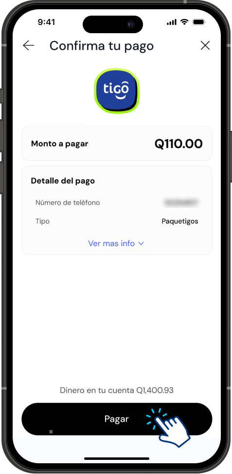 Paso 7 - Confirma tu pago con el detalle del Paquetigo