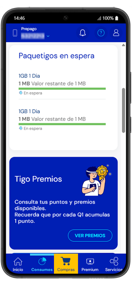 Paso 6 - Paquetigos en espera y acceso a Tigo Premios