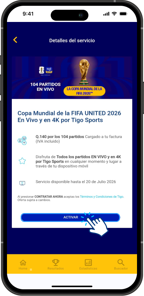 Paso 2 - Postpago App Tigo Sports