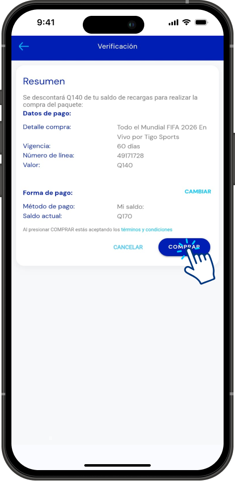 Paso 4 - Prepago Tigo en Línea