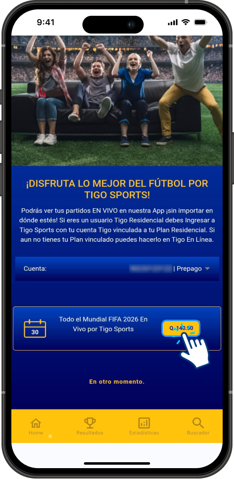 Paso 1 - Prepago App Tigo Sports