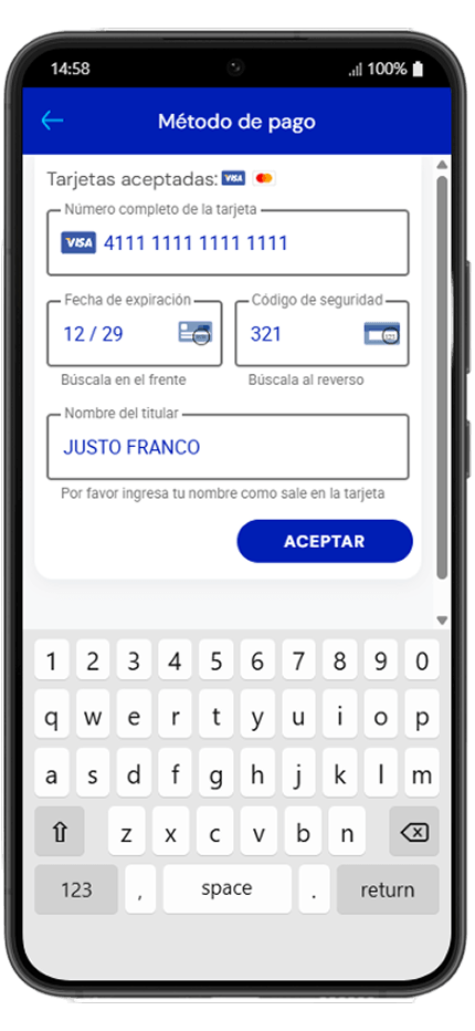 Paso 2 - Formulario de registro de la tarjeta