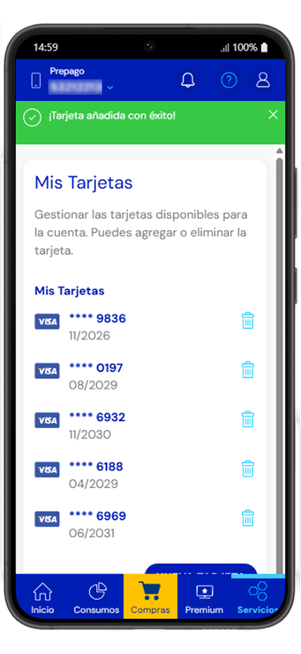 Paso 3 - Confirmación: ¡Tarjeta añadida con éxito!
