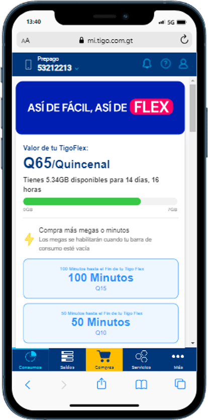 Paso 3 - Opciones de megas y minutos adicionales