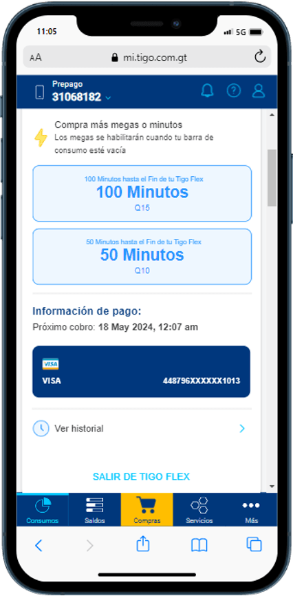 Paso 6 - Opción Salir de Tigo Flex
