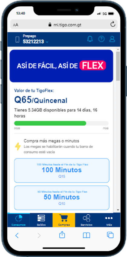 Paso 2 - Consumo disponible de tu Tigo Flex
