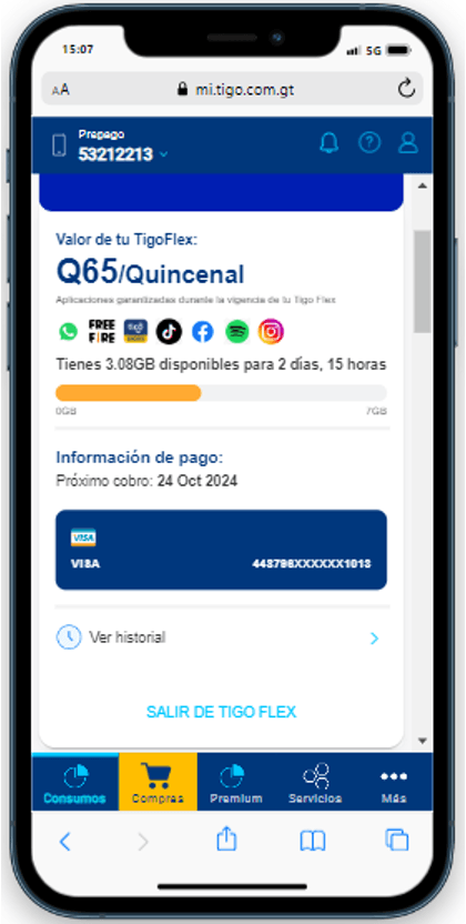 Paso 2 - Información de pago y próxima fecha de cobro