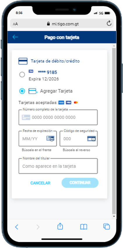 Paso 1 - Pago con tarjeta