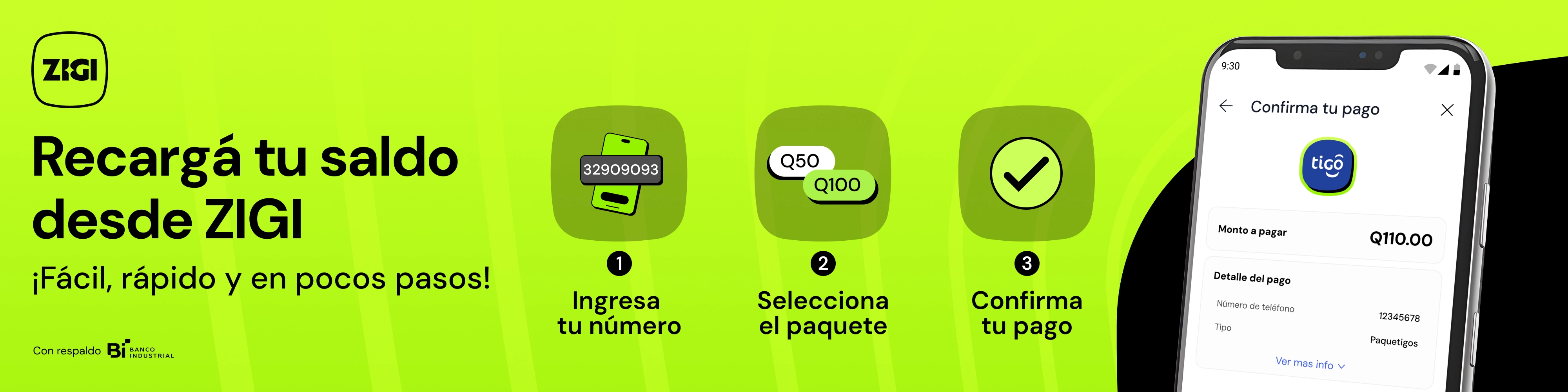 Recarga tu línea Tigo desde ZIGI